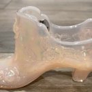 Retro Iridescent Light Rose Colored Glass Shoe, Made by Fenton #110 Retro Iridescent Light Rose Colored Glass Shoe, Made by Fenton #110