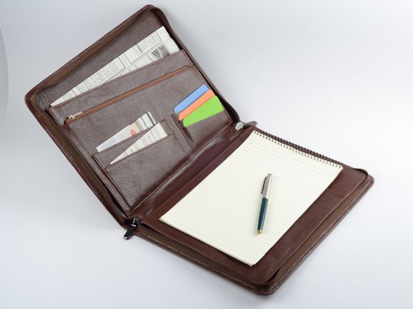 Coffee iPad mini Zipper Portfolio Case with Writing Paper Pad Holder