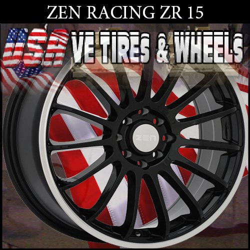 ZEN RACING RIMS ZR15 17X7 4100/114.3 ET+38 BLK ML WHEELS ACURA LEGEND HONDA CIVIC