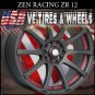 ZEN RACING ZR12 15X6 4-100/114.3 ET+38 FL BLK PSRT   HONDA CIVIC  NISSAN ALTIMA