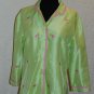 Silkland Silk Lime Green Shirt Pink Flamingo Blazer Button Blouse Top Sz 8
