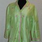 Silkland Silk Lime Green Shirt Pink Flamingo Blazer Button Blouse Top Sz 8