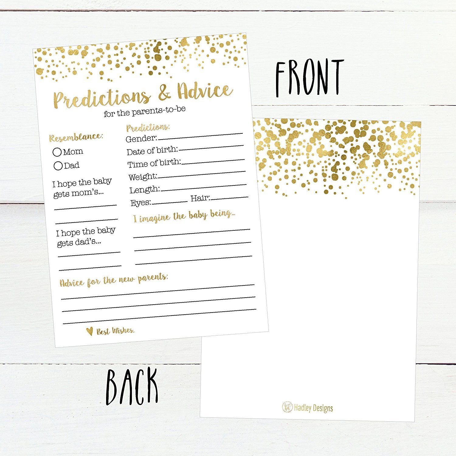 Baby Shower Advice & Prediction Cards - Gender Neutral, Woodland Animals, 25-Pack For Party Games
