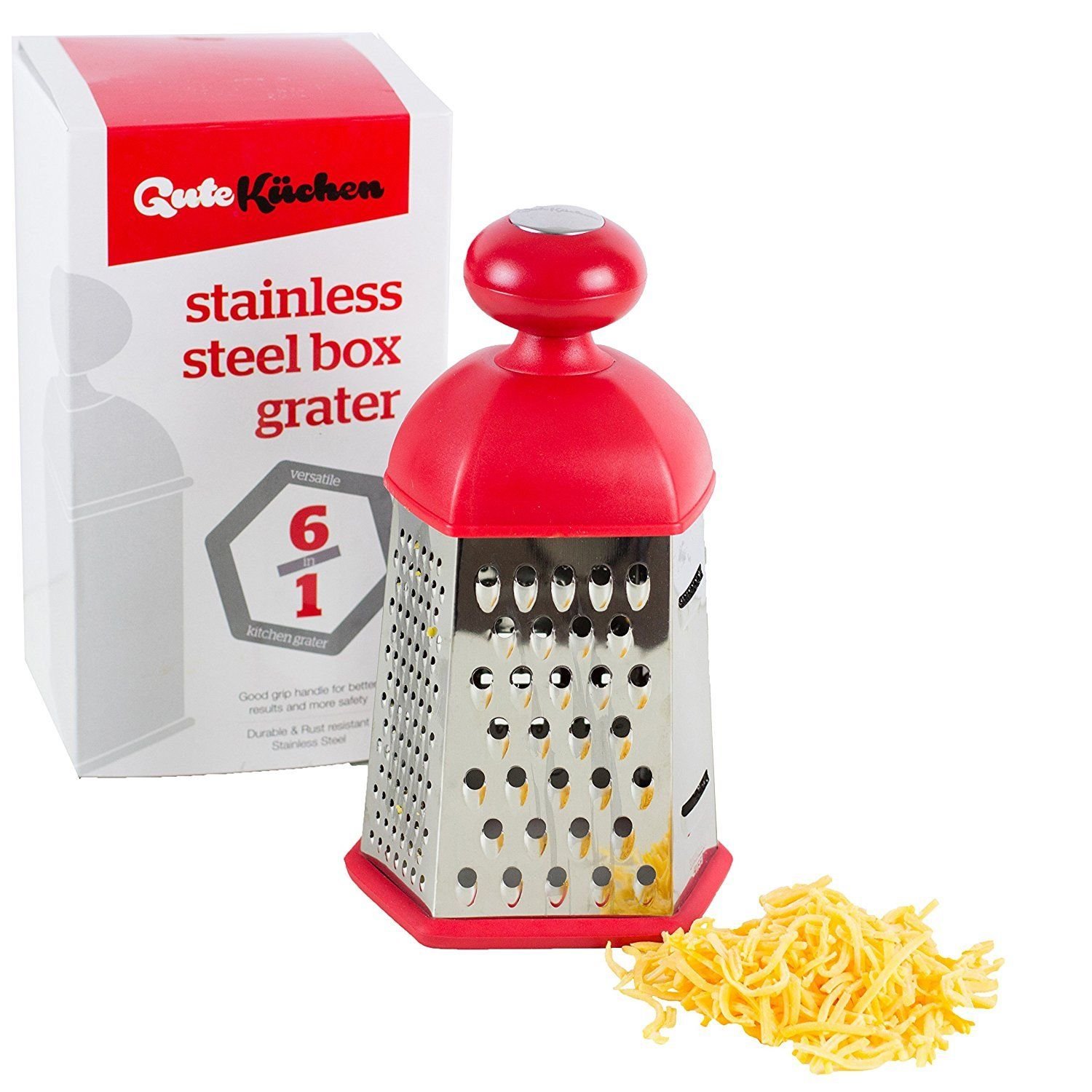 NEW Multipurpose Stainless Steel Box Grater Slicer Zester 6sided Kitchen Tool