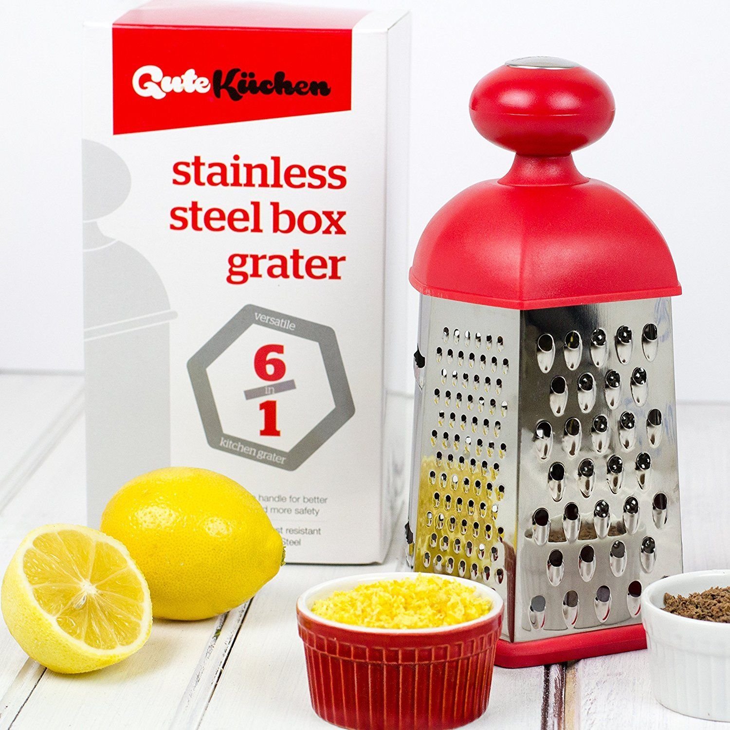 NEW Multipurpose Stainless Steel Box Grater Slicer Zester 6sided Kitchen Tool