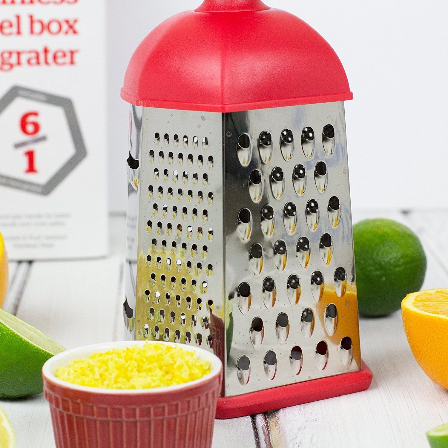 NEW Multipurpose Stainless Steel Box Grater Slicer Zester 6sided Kitchen Tool