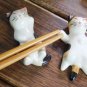 CS006 Yellow & White Cats chopstick stand set