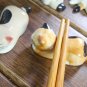 CS006 Yellow & White Cats chopstick stand set