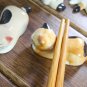 CS005 Sitting Yellow & White Cats chopstick stand set
