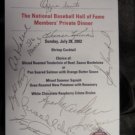 2002 HOF Dinner Menu signed Sandy Koufax Stan Musial Ozzie Smith Reggie Jackson