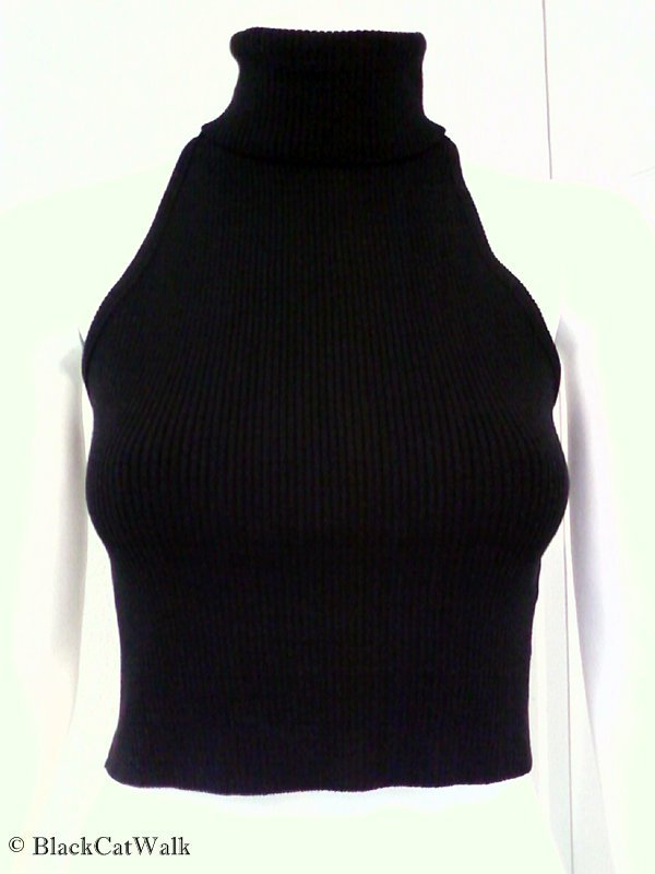 XOXO Black Sleeveless Turtleneck Knit Top Size Large