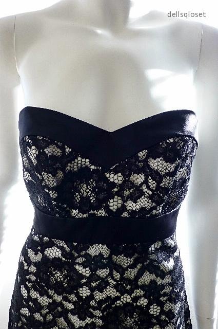 WHITE HOUSE BLACK MARKET - Black Lace Strapless Evening Dress - Size 0