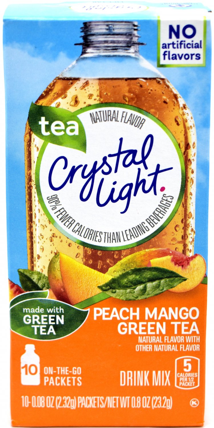 10 10-Packet Boxes Crystal Light Peach Mango Green Tea On The Go Drink Mix