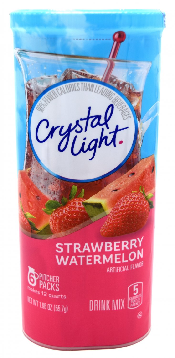6 12Quart Canisters Crystal Light Strawberry Watermelon Drink Mix