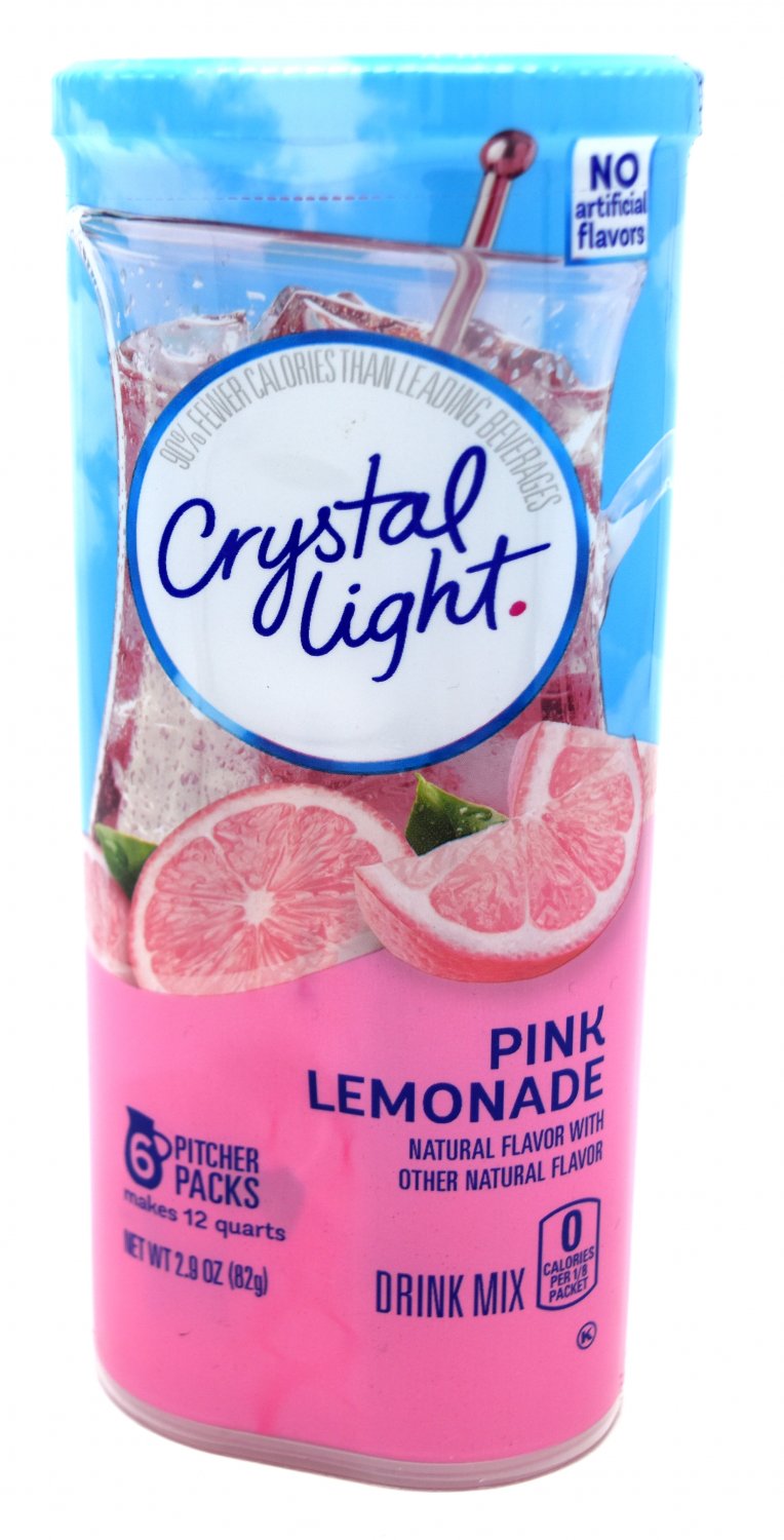 6 12Quart Canisters Crystal Light Pink Lemonade Drink Mix