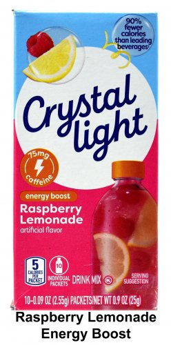 10 10-Packet Boxes Crystal Light Energy Boost Raspberry Lemonade Drink Mix
