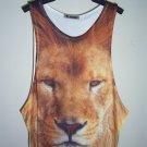 Lion Animal Design MEN Tank Top T-Shirt Singlet Size: M