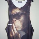 Smoking Chimpanzee Monkey Animal Design MEN Tank Top T-Shirt Singlet Size: M