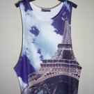 Eiffel Tower Paris France Design MEN Tank Top T-Shirt Singlet Size: M