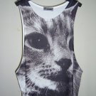 Fishing Cat Tiger Animal Design MEN Tank Top T-Shirt Singlet Size: M