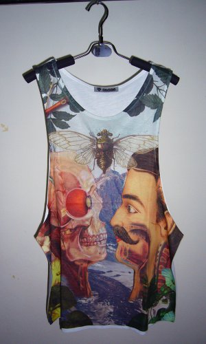 The Fly Face Skull Animal Art Design MEN Tank Top T-Shirt Singlet Size: M