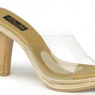 SiZE 10 CLEAR Pinup Couture Carved Tiki High Heel Slides