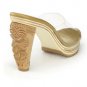 SiZE 10 CLEAR Pinup Couture Carved Tiki High Heel Slides