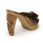 SiZE 9 LEOPARD Print Pinup Couture Carved Tiki High Heel Slides