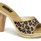 SiZE 11 LEOPARD Print Pinup Couture Carved Tiki High Heel Slides