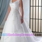 A-Line V-Neck No Waist/Princess Seams Tank Satin Plus Size Wedding Dresses