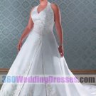A-Line Halter No Waist/Princess Seams Satin Plus Size Wedding Dresses