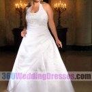 A-Line Halter Natural Waist Satin Plus Size Wedding Dresses