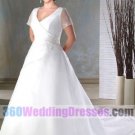A-Line No Waist/Princess Seams Cap Sleeves Organza Plus Size Wedding Dresses