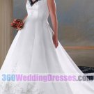A-Line V-Neck No Waist/Princess Seams Tank Satin Plus Size Wedding Dresses