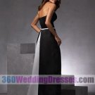 A-Line Strapless Natural Waist Long Satin Black Bridesmaid Dresses