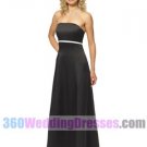 Sheath Strapless Empire Waist Long Satin Black Bridesmaid Dresses