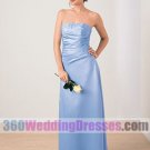Sheath Strapless Dropped Waist Satin Blue Bridesmaid Dresses