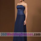 Sheath Strapless Dropped Waist Satin Blue Bridesmaid Dresses