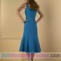 Mermaid Scoop No Waist/Princess Seams Tank Tea Length Satin Blue Bridesmaid Dresses