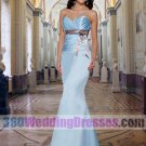 Mermaid Sweetheart Empire Waist Long Satin Blue Bridesmaid Dresses