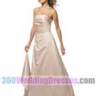 A-Line Strapless No Waist/Princess Seams Long Satin Champagne Bridesmaid Dresses