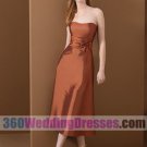 A-Line Strapless Natural Waist Tea Length Satin Cheap Bridesmaid Dresses