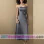 A-Line Strapless Natural Waist Tea Length Satin Cheap Bridesmaid Dresses
