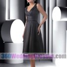 A-Line V-Neck Natural Waist Tank Short Satin Black Bridesmaid Dresses