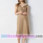 Sheath V-Neck Empire Waist Tea Length Satin Cheap Bridesmaid Dresses