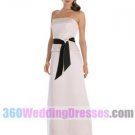 Sheath Strapless Natural Waist Long Satin Black Bridesmaid Dresses