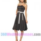 A-Line Strapless Natural Waist Short Satin Black Bridesmaid Dresses