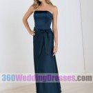 Sheath Strapless Natural Waist Satin Blue Bridesmaid Dresses