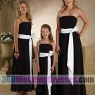 A-Line Strapless Natural Waist Long Chiffon Black Bridesmaid Dresses