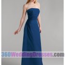 Sheath Strapless No Waist/Princess Seams Long Chiffon Blue Bridesmaid Dresses